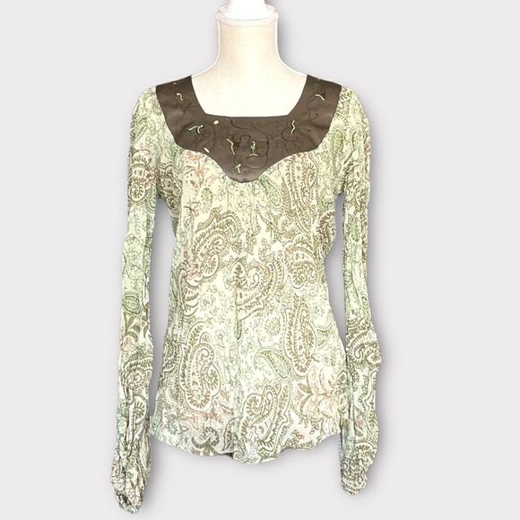 Sandro | EUC Women’s Embellished Paisley Long Sleeved Blouse Size Large - Picture 2 of 11